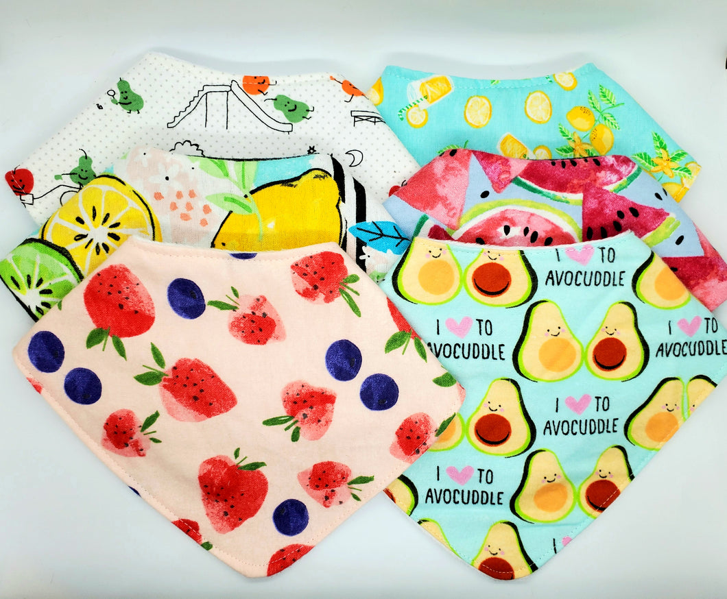 Summer Fruits Baby Bandana Gift Set for Baby Shower Gift for New Mama!