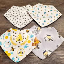 Load image into Gallery viewer, Crazy as Can Bee! Baby Bib Set of Four Bandana Bibs
