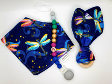 Load image into Gallery viewer, Dragonfly Baby Gift Set: Lovey, Bib, Pacifier Clip, Tag Blanket
